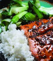 Black pepper Grilled Salmon with Bok Choy and Rice copy